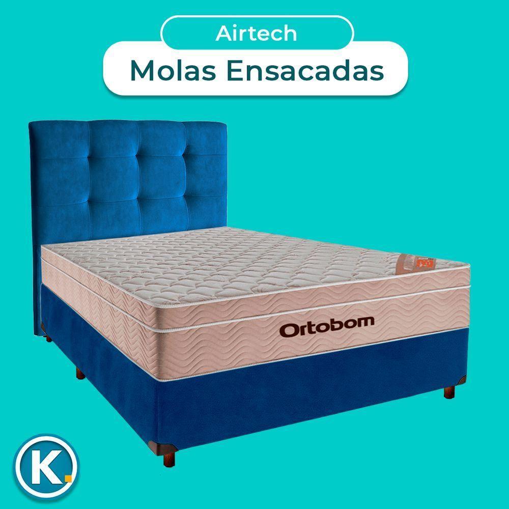 Kit Cama Box + Cabeceira + Colchão Casal Molas Ensacadas - Airtech - Ortobom - 4