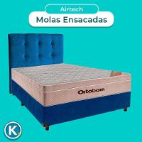 Kit Cama Box + Cabeceira + Colchão Casal Molas Ensacadas - Airtech - Ortobom