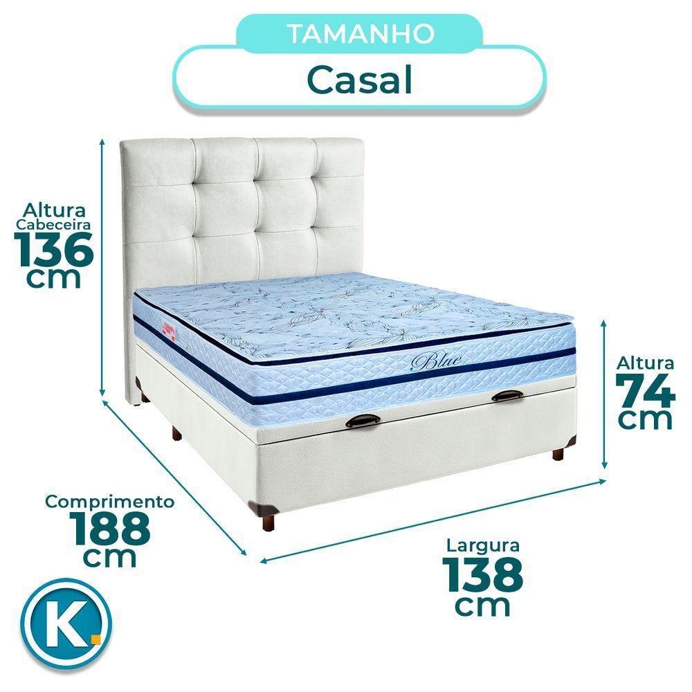 Kit Cama Box Bau + Cabeceira + Colchão Casal Molas Ensacadas - Blue - Paropas - 3