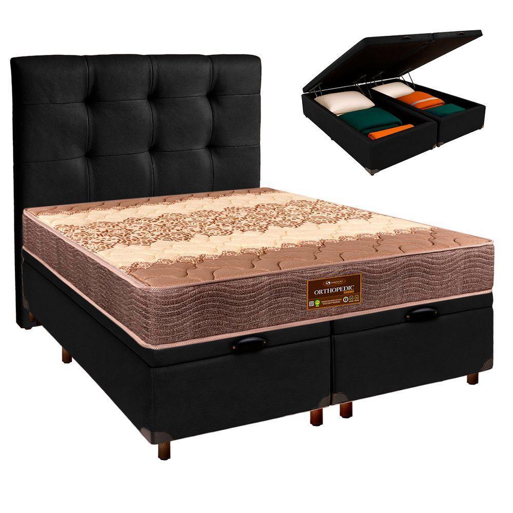 Kit Cama Box Bau + Cabeceira + Colchão Casal D26 - Ortophedic - Sankonfort - 1