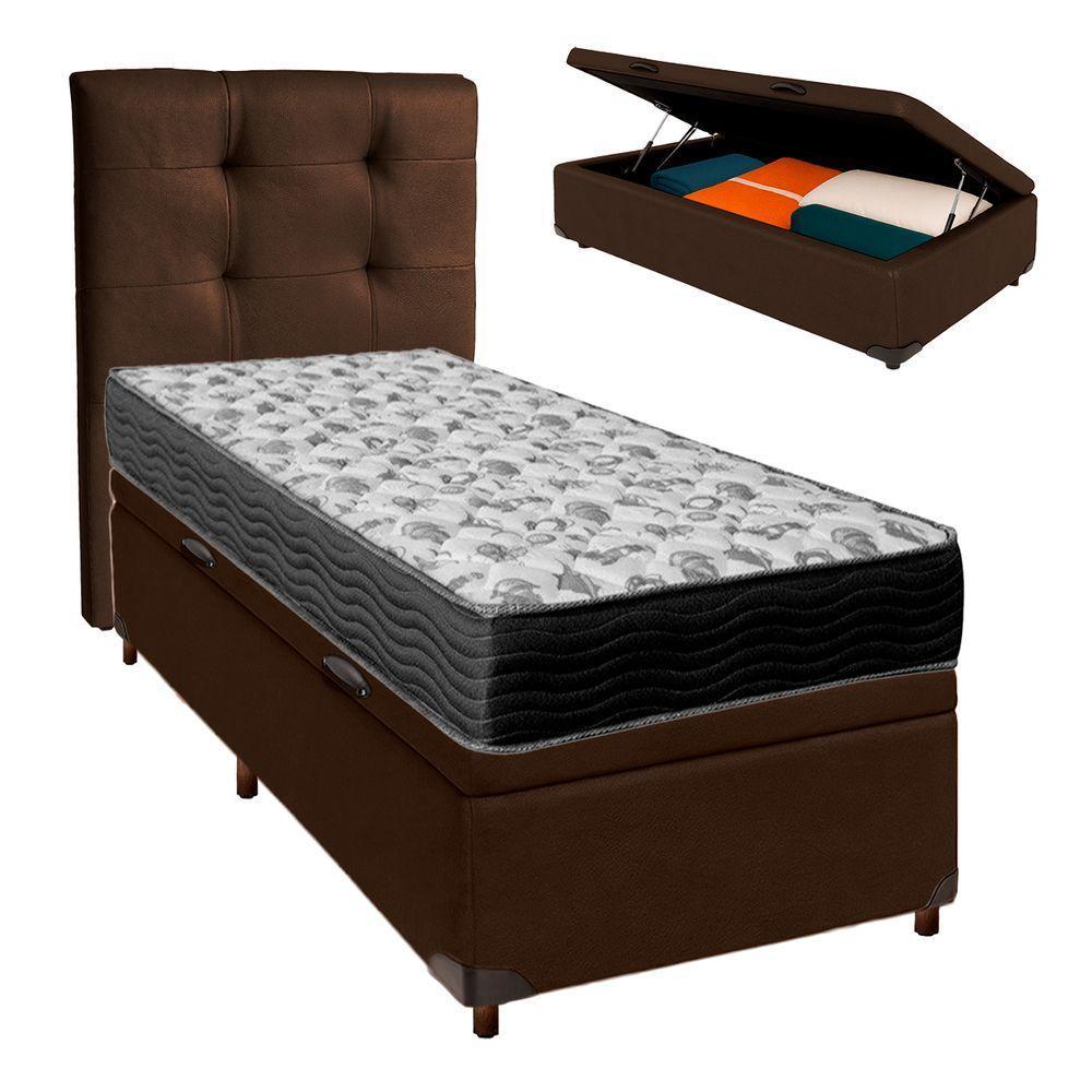 Kit Cabeceira + Cama Box Bau + Colchão Solteiro D33 Iso100 Ortobom - 1