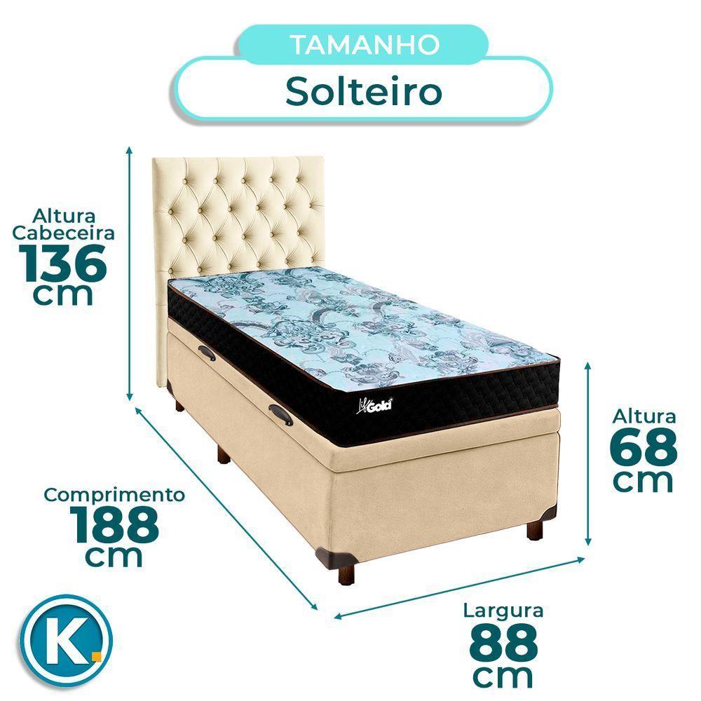 Kit Cabeceira + Cama Box Bau + Colchão Solteiro Molas Ensacadas Life Gold Paropas - 3