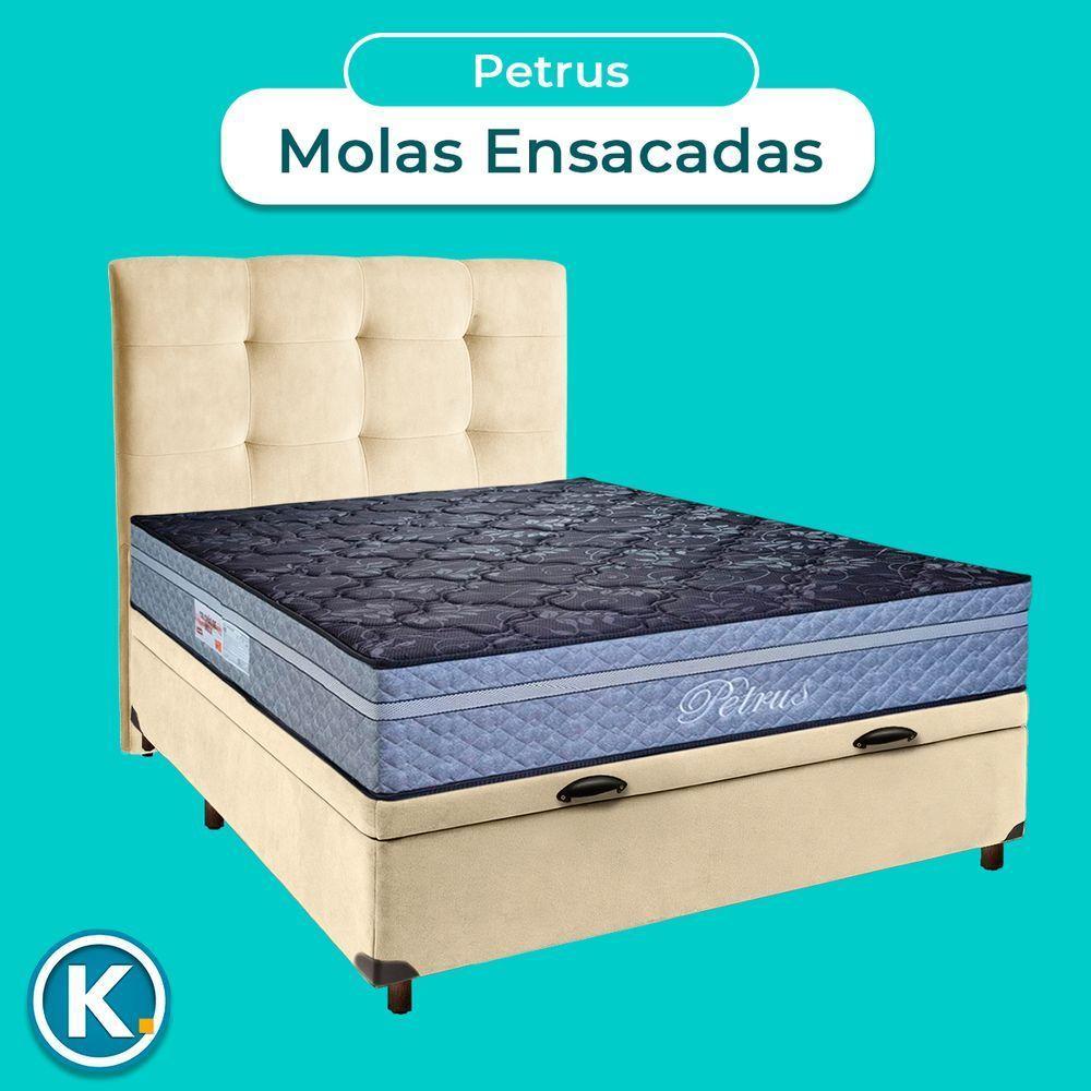 Kit Cama Box Bau + Cabeceira + Colchão Casal Molas Ensacadas - Petrus - Paropas - 4