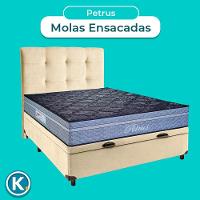 Kit Cama Box Bau + Cabeceira + Colchão Casal Molas Ensacadas - Petrus - Paropas