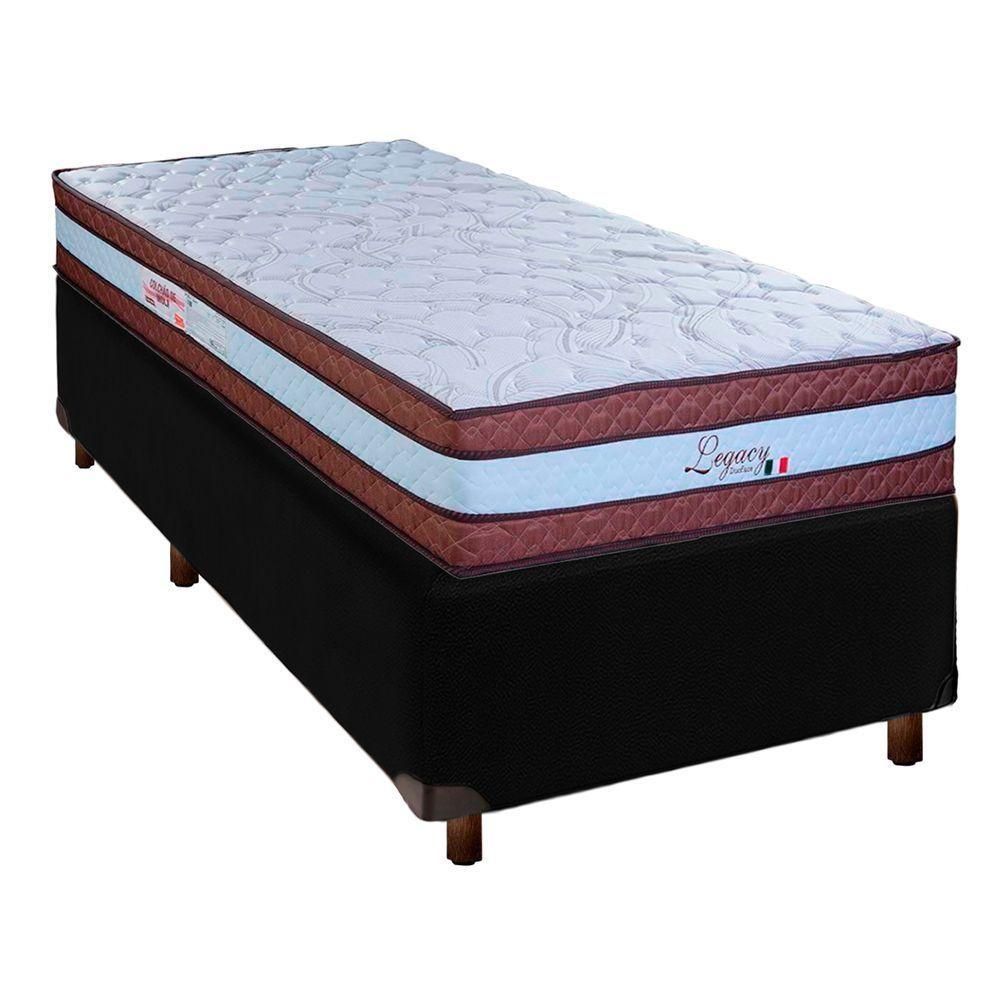Cama Box Preto Solteiro + Colchão Molas Ensacadas Legaccy Paropas - 1