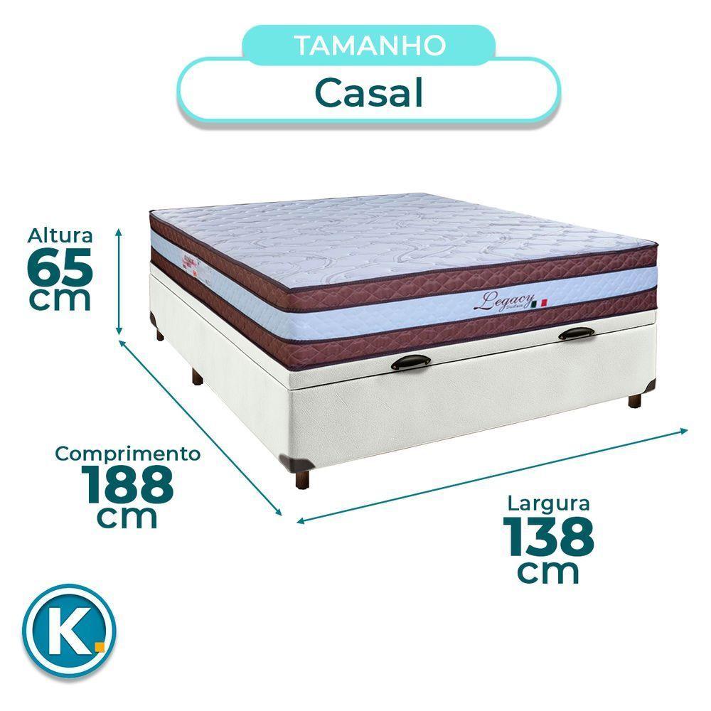 Cama Box Bau Branco Casal + Colchão Molas Ensacadas Legaccy Paropas - 3