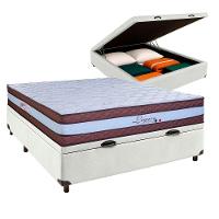 Cama Box Bau Branco Casal + Colchão Molas Ensacadas Legaccy Paropas - 1