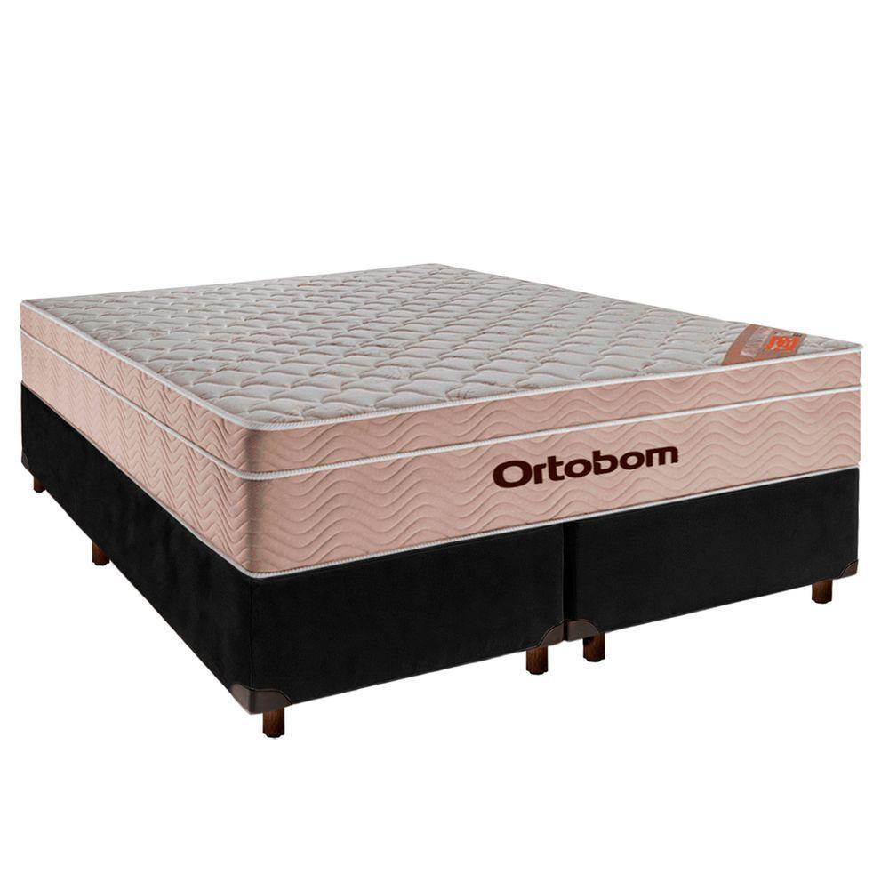 Cama Box Preto Queen + Colchão Molas Ensacadas Airtech Ortobom - 1