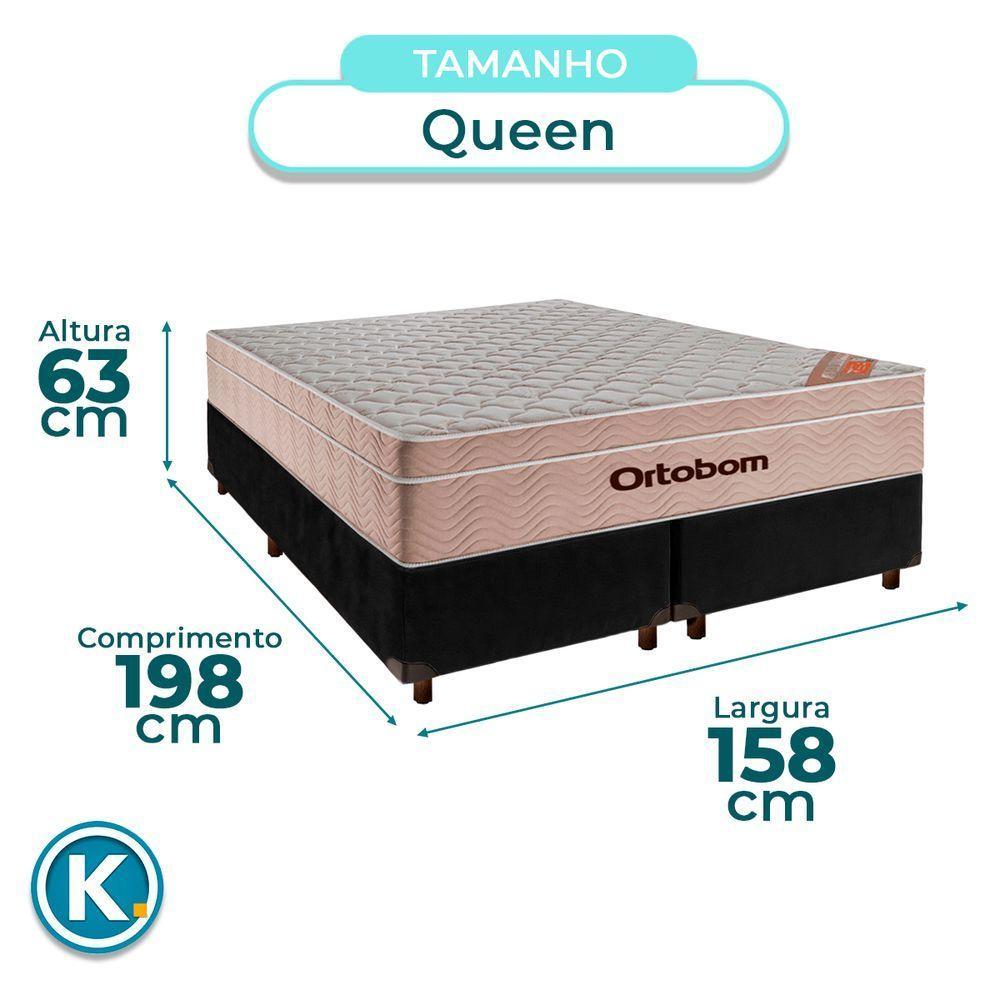 Cama Box Preto Queen + Colchão Molas Ensacadas Airtech Ortobom - 2