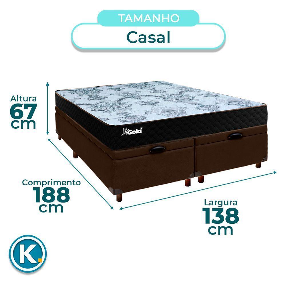 Cama Box Bau Blindado Casal + Colchão Molas Ensacadas Life Gold Paropas - 3