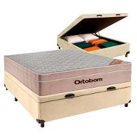 Conjunto Cama Box Bau Perola Casal + Colchão Molas Ensacadas Airtech Ortobom - 1