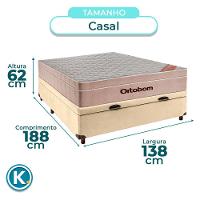 Conjunto Cama Box Bau Perola Casal + Colchão Molas Ensacadas Airtech Ortobom - 2