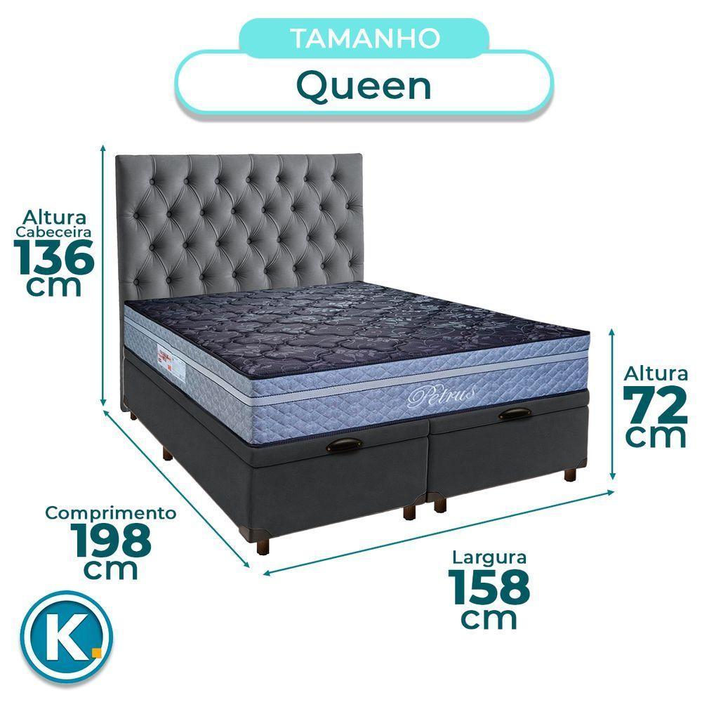 Kit Cama Box Bau + Cabeceira + Colchão Queen Molas Ensacadas - Petrus - Paropas - 3