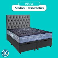 Kit Cama Box Bau + Cabeceira + Colchão Queen Molas Ensacadas - Petrus - Paropas