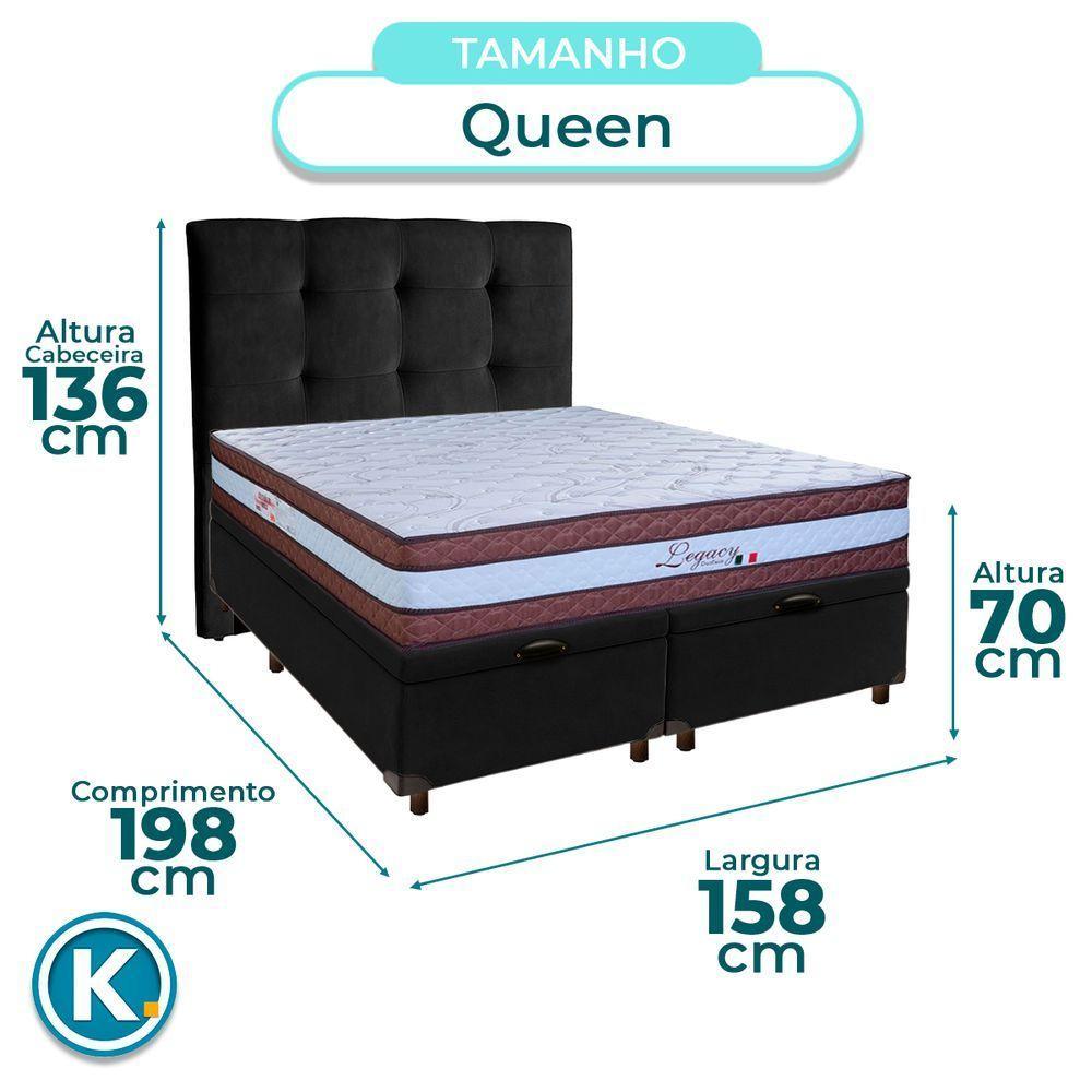 Kit Cama Box Bau + Cabeceira + Colchão Queen Molas Ensacadas - Legaccy - Paropas - 3