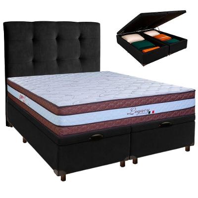 Kit Cama Box Bau + Cabeceira + Colchão Queen Molas Ensacadas - Legaccy - Paropas