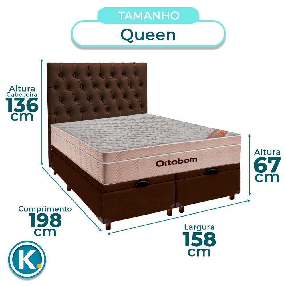 Kit Cama Box Bau + Cabeceira + Colchão Queen Molas Ensacadas - Airtech - Ortobom - 3