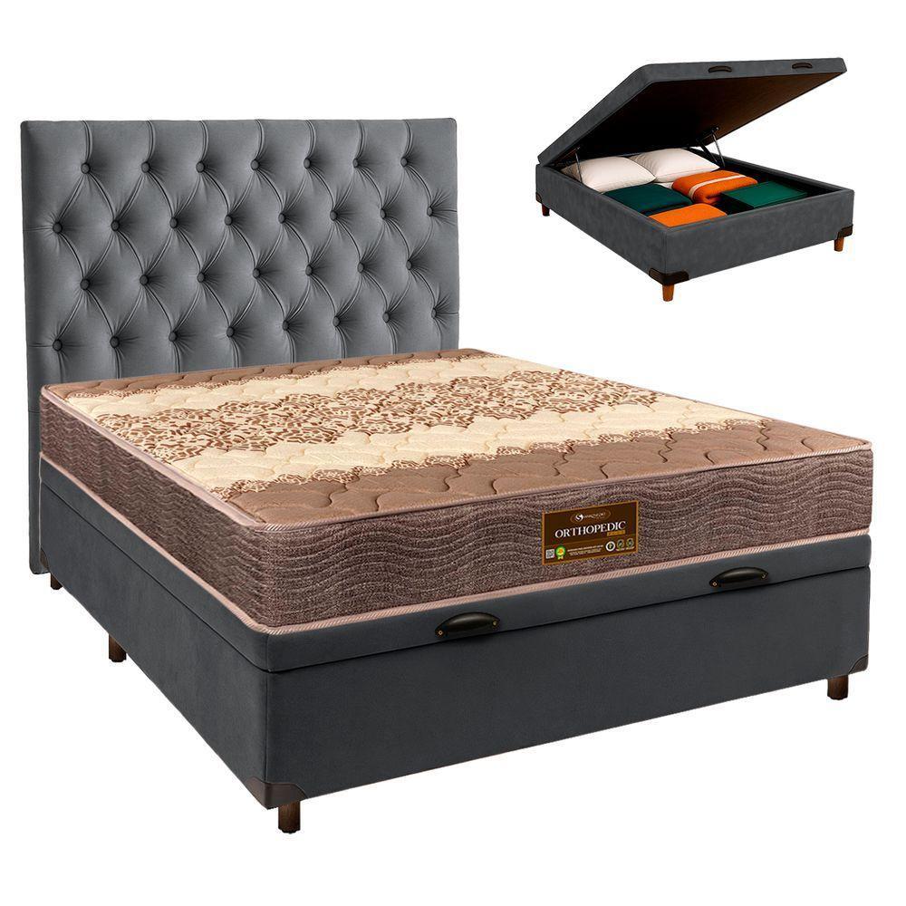 Kit Cama Box Bau + Cabeceira + Colchão Casal D26 - Ortophedic - Sankonfort - 1