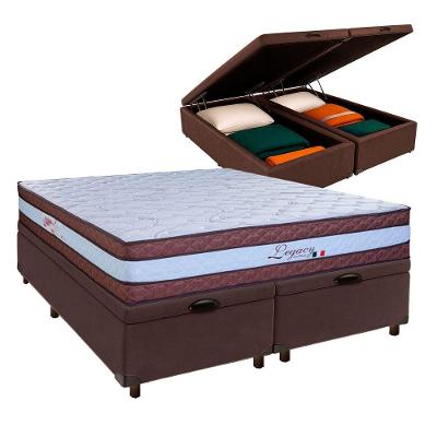 Cama + Bau Blindado E Colchão Molas Ensacadas Queen - Legaccy Paropas