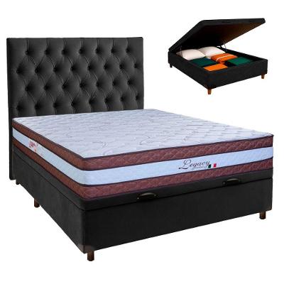 Kit Cama Box Bau + Cabeceira + Colchão Casal Molas Ensacadas - Legaccy - Paropas
