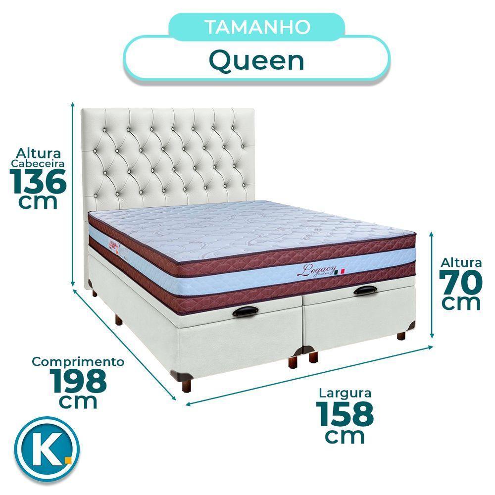Kit Cama Box Bau + Cabeceira + Colchão Queen Molas Ensacadas - Legaccy - Paropas - 3