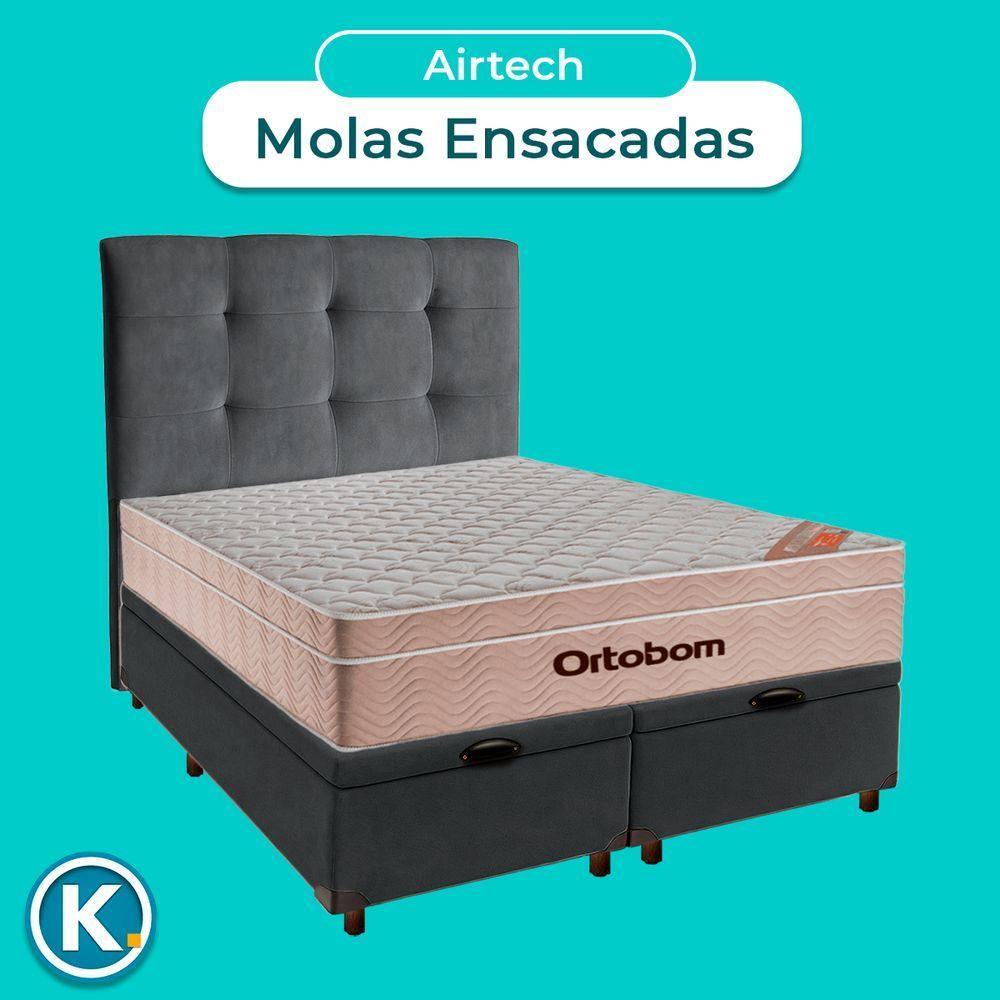 Kit Cama Box Bau + Cabeceira + Colchão Queen Molas Ensacadas - Airtech - Ortobom - 4