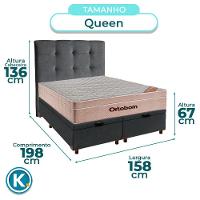 Kit Cama Box Bau + Cabeceira + Colchão Queen Molas Ensacadas - Airtech - Ortobom - 3