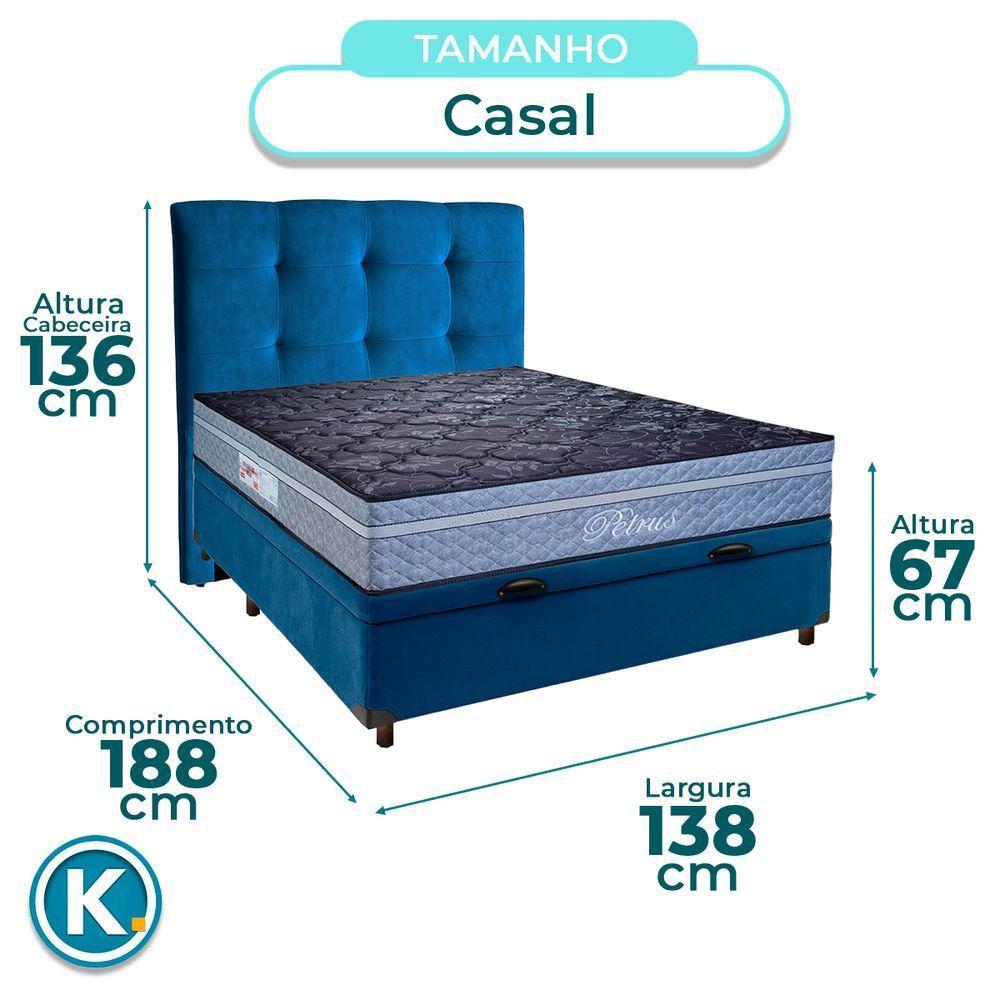 Kit Cama Box Bau + Cabeceira + Colchão Casal Molas Ensacadas - Petrus - Paropas - 3