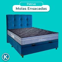 Kit Cama Box Bau + Cabeceira + Colchão Casal Molas Ensacadas - Petrus - Paropas