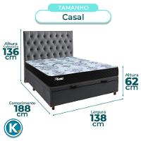 Kit Cama Box Bau + Cabeceira + Colchão Casal Molas Ensacadas - Life Gold - Paropas - 3