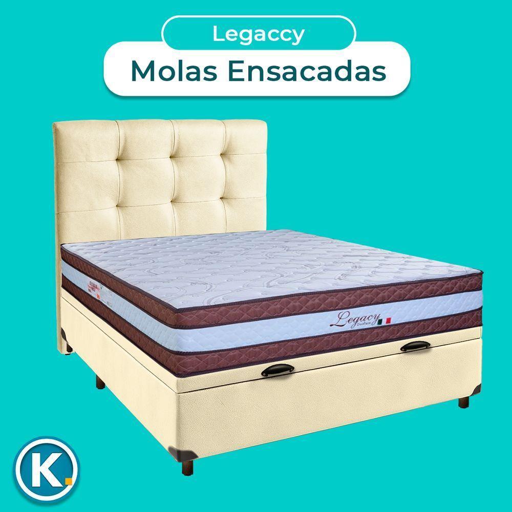 Kit Cama Box Bau + Cabeceira + Colchão Casal Molas Ensacadas - Legaccy - Paropas - 4