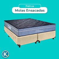 Conjunto Cama Box Blindado Casal + Colchão Molas Ensacadas Petrus Paropas