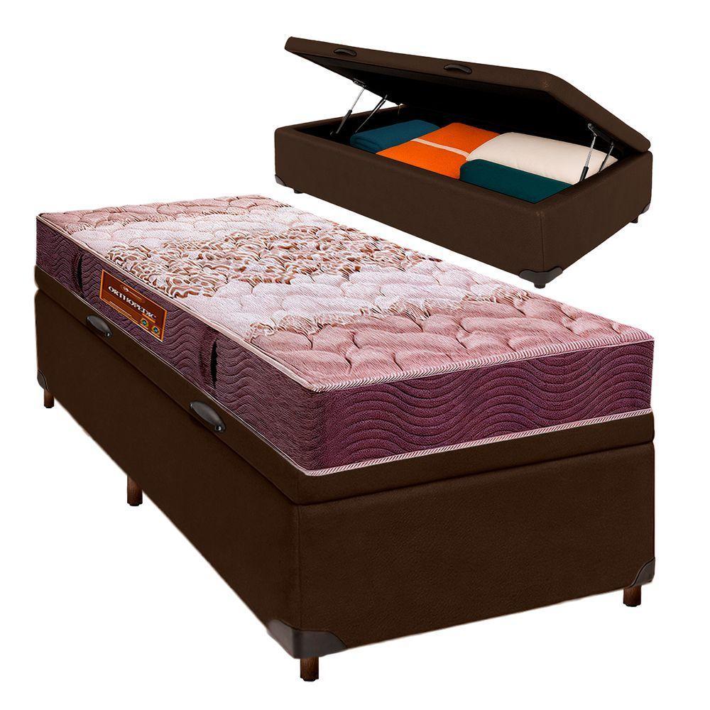 Conjunto Cama Box Bau Blindado Solteiro + Colchão D26 Ortophedic Sankonfort - 1