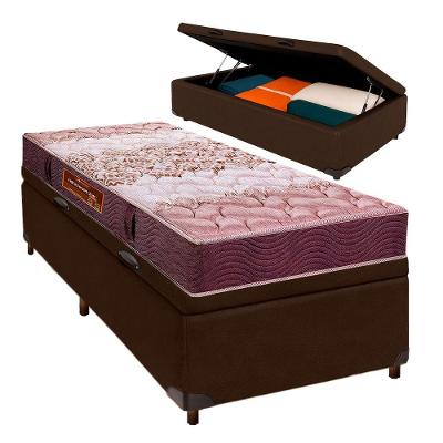 Conjunto Cama Box Bau Blindado Solteiro + Colchão D26 Ortophedic Sankonfort