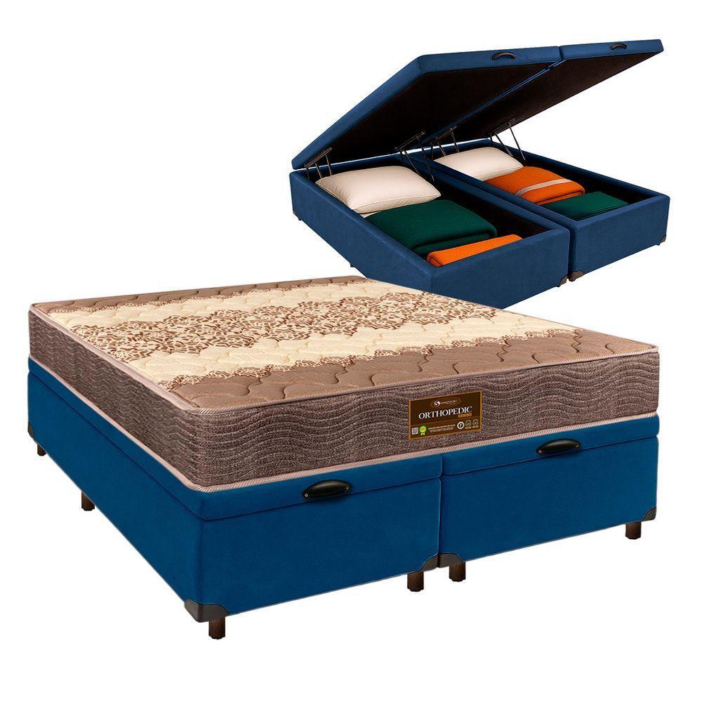 Conjunto Cama Box Bau Blindado Queen + Colchão D26 Ortophedic Sankonfort - 1