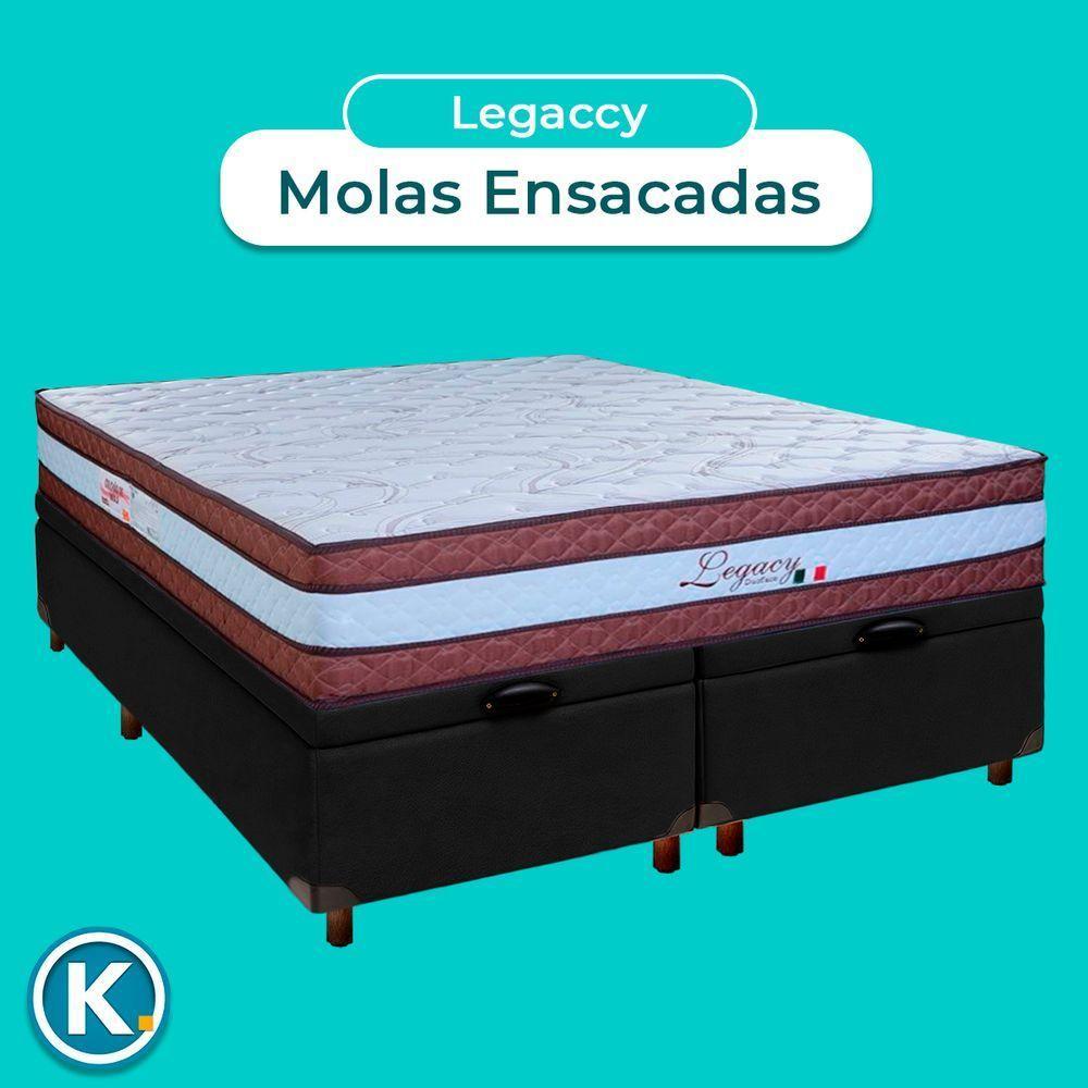 Conjunto Cama Box Bau Blindado Casal + Colchão Molas Ensacadas Legaccy Paropas - 4