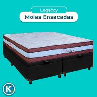 Conjunto Cama Box Bau Blindado Casal + Colchão Molas Ensacadas Legaccy Paropas