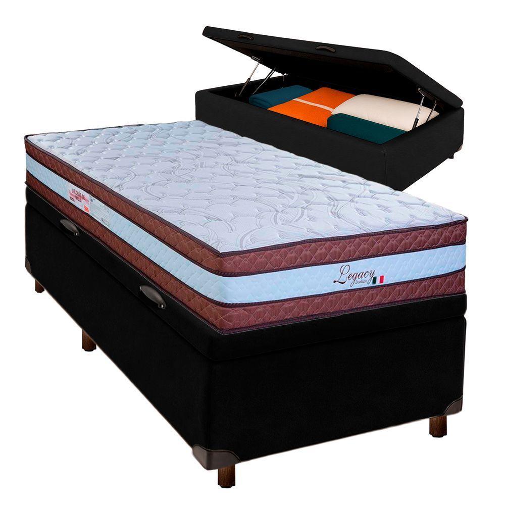 Cama Box Bau Blindado Solteiro + Colchão Molas Ensacadas Legaccy Paropas - 1