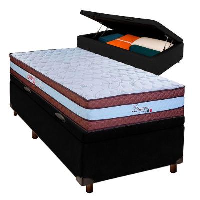 Cama Box Bau Blindado Solteiro + Colchão Molas Ensacadas Legaccy Paropas