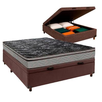 Cama Box Bau Marrom Casal + Colchão D28 Conforto Paropas