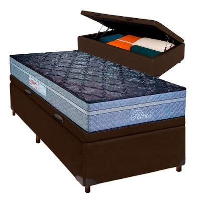 Cama Box Bau Blindado Solteiro + Colchão Molas Ensacadas Petrus Paropas