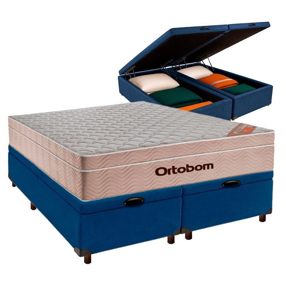 Cama Box Bau Blindado Queen + Colchão Molas Ensacadas Airtech Ortobom - 1
