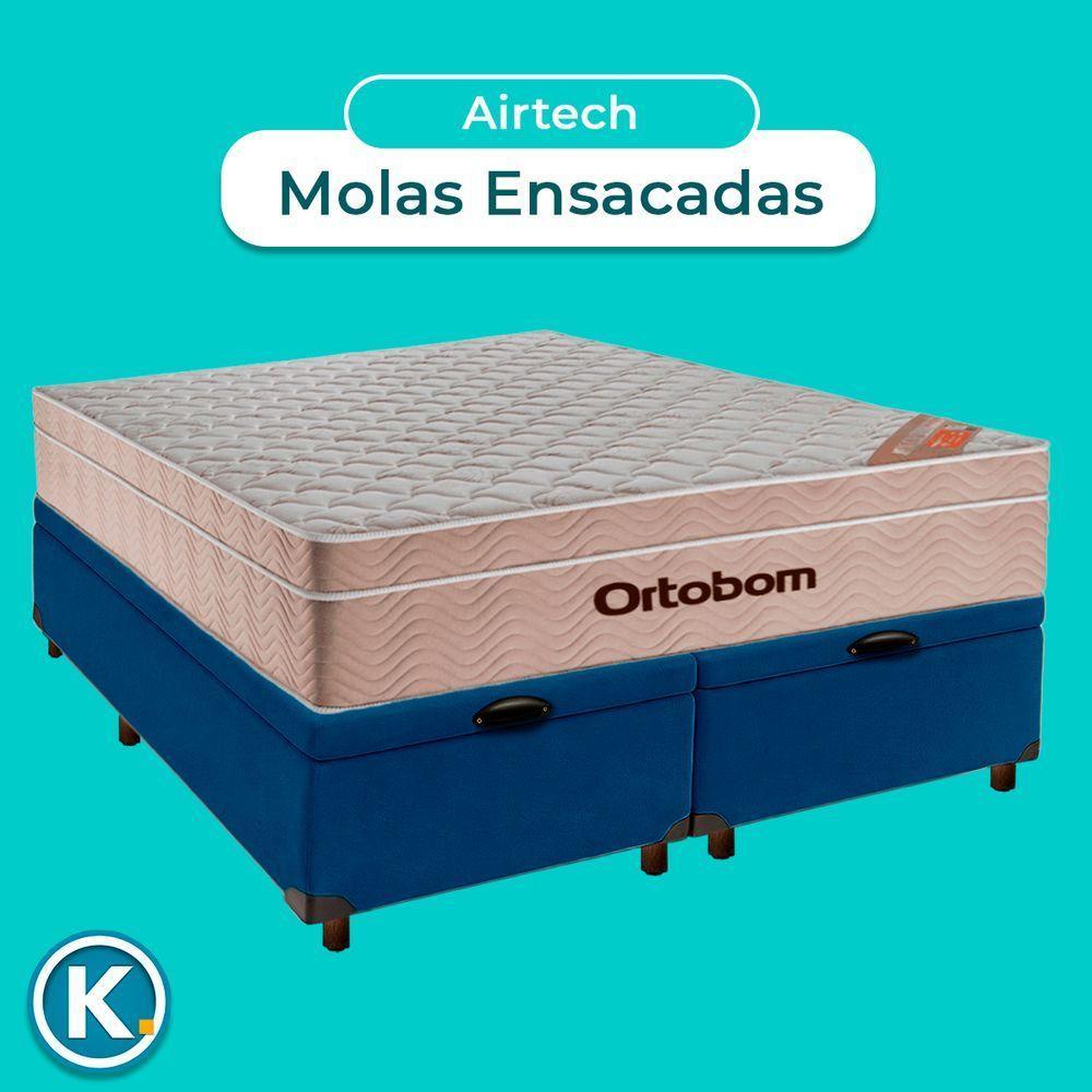 Cama Box Bau Blindado Queen + Colchão Molas Ensacadas Airtech Ortobom - 5