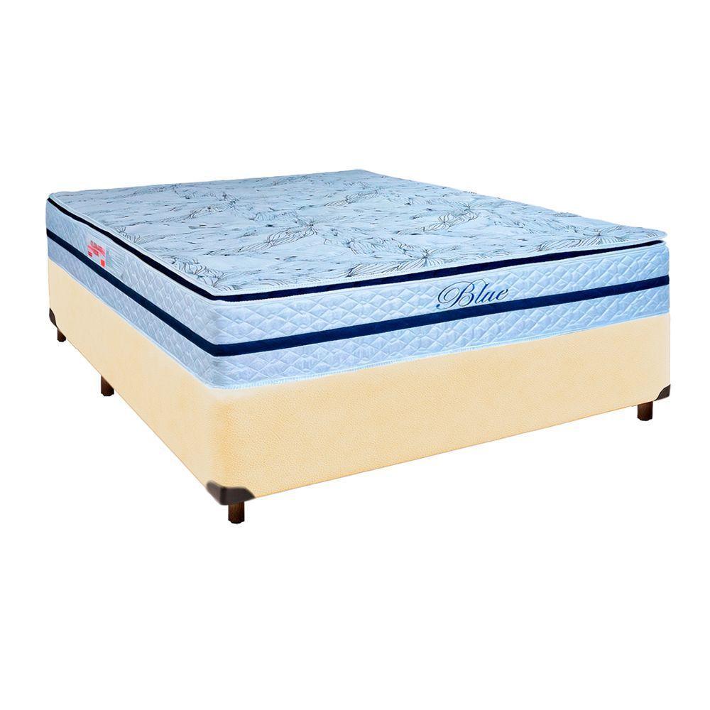 Cama Box Bege Casal + Colchão Molas Ensacadas Blue Paropas - 1