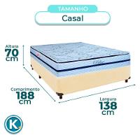Cama Box Bege Casal + Colchão Molas Ensacadas Blue Paropas - 3