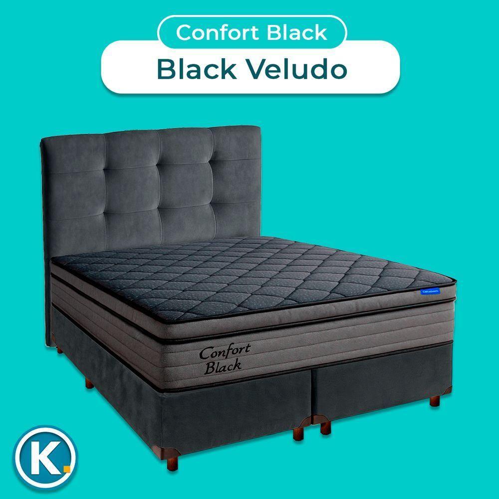 Cama Box Cinza+cabeceira+colchão Casal Confort Black Ortobom - 4
