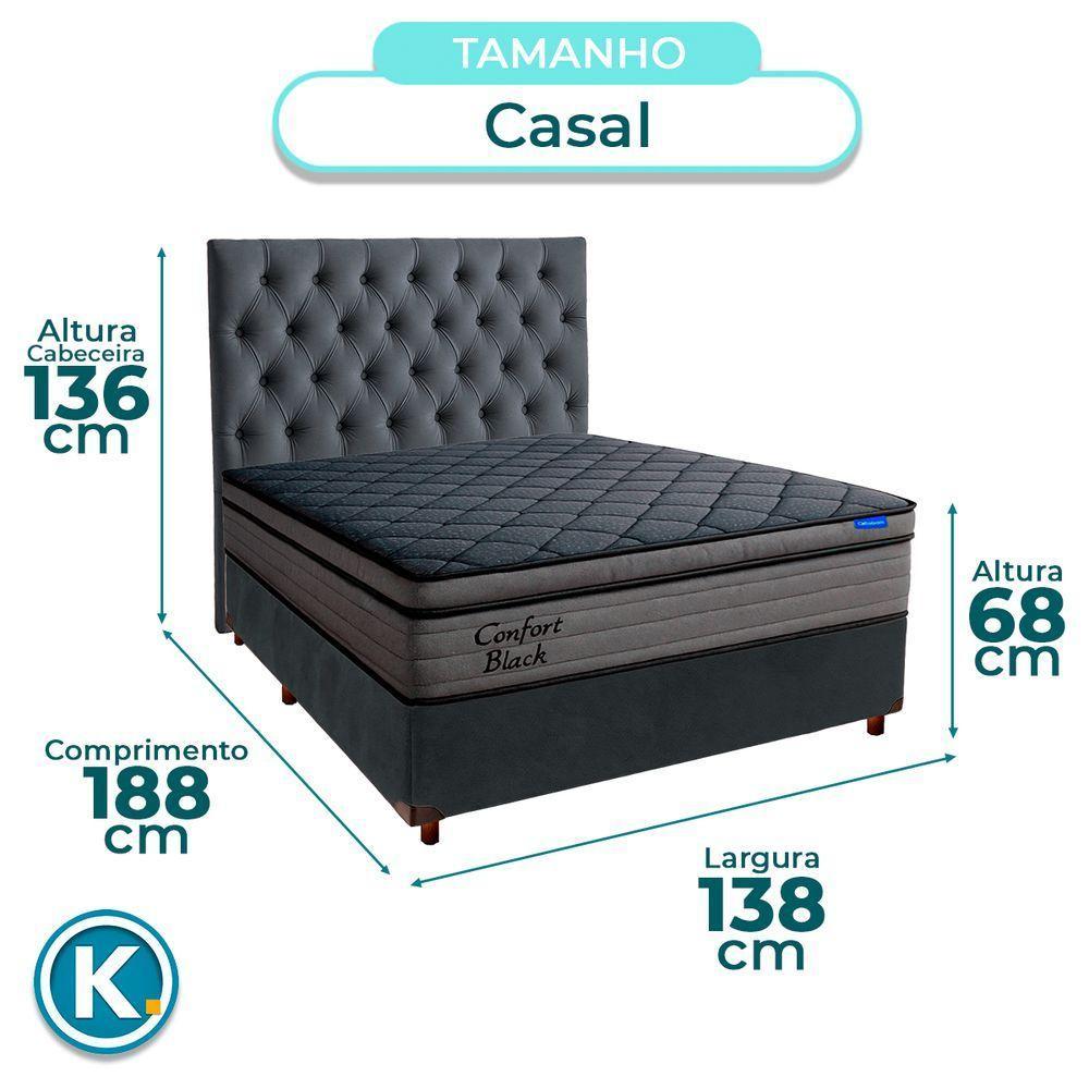 Cama Box Cinza+cabeceira+colchão Casal Confort Black Ortobom - 3