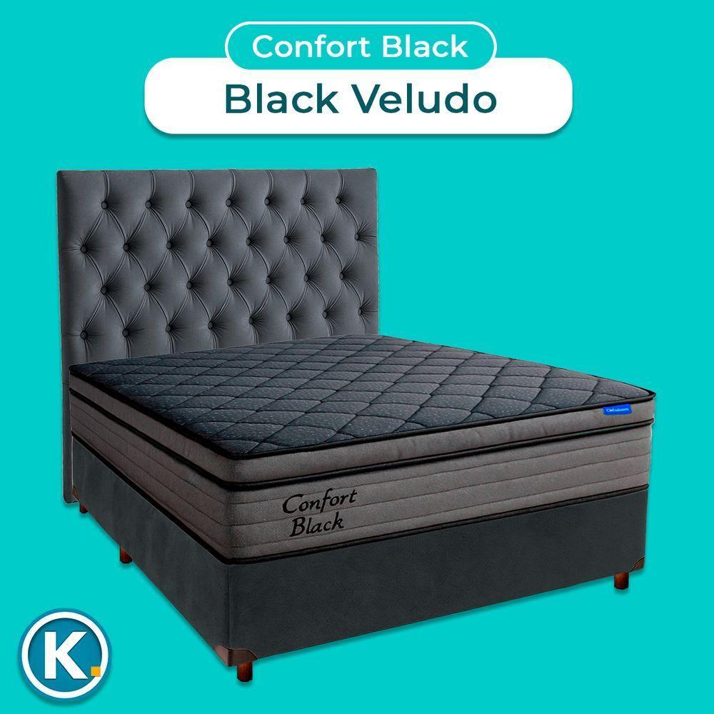 Cama Box Cinza+cabeceira+colchão Casal Confort Black Ortobom - 4