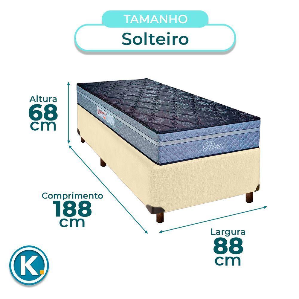 Cama + Box Bege E Colchão Molas Ensacadas Solteiro - Petrus Paropas - 3