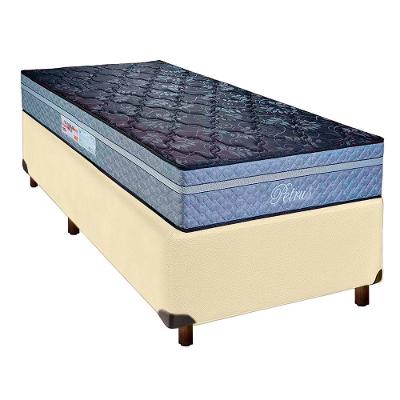 Cama + Box Bege E Colchão Molas Ensacadas Solteiro - Petrus Paropas